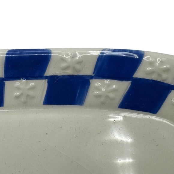 Christmas Snowman Serving Dish Plate Ceramic Pottery Let It Snow Blue White - Picture 5 of 11